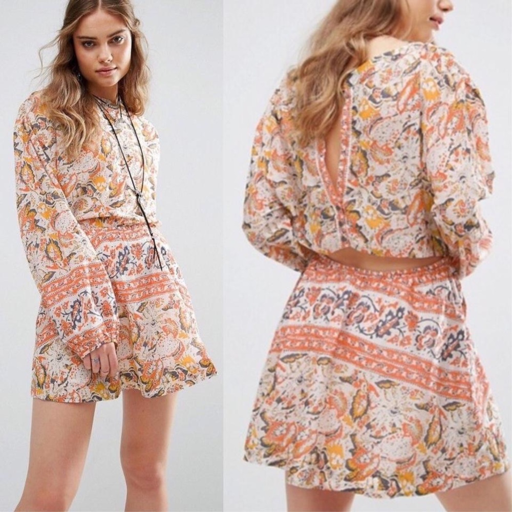 Free People Sun Printed Dress in Washed Ivory